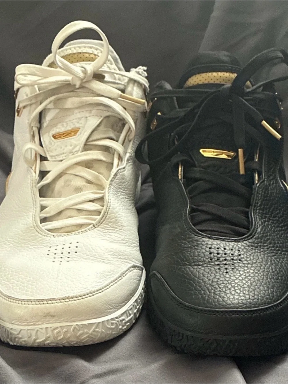 Men's Athletic Sneakers in Black & White with Gold Embroidery